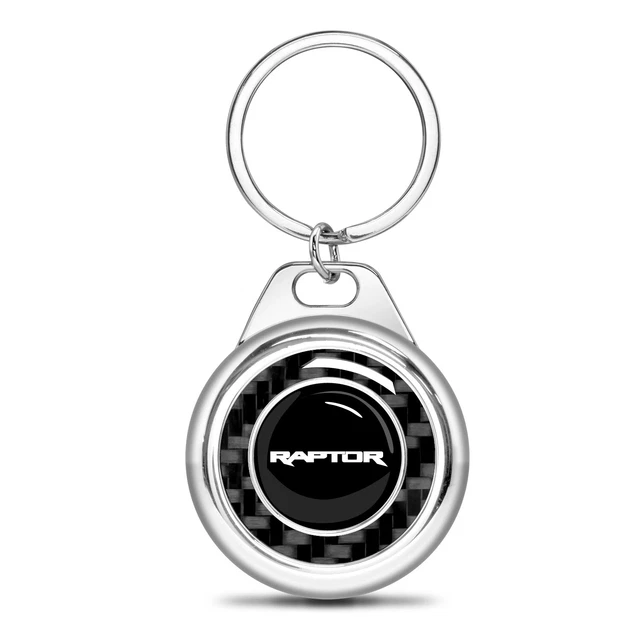 Ford F-150 Raptor Real Carbon Fiber Chrome Roundel Metal Key Chain
