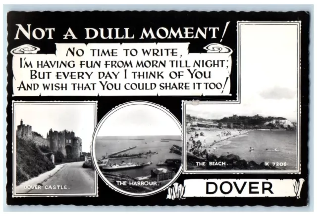 1963 Dover Multi-view Beach Harbor Castle United Kingdom RPPC Photo Postcard