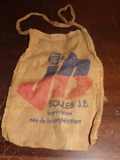 Ancien sac en toile JB boules la précision née de la compétition ( 29 x 40 cm )