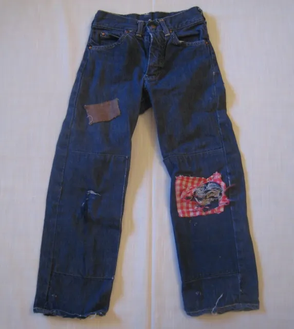Vintage 1950s Boys Denim Jeans w/Patches Selvedge Union Made Unbranded 20x21