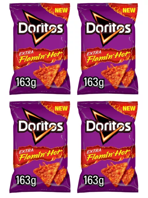 Doritos Extra Flamin' Hot Sharing Bag Snacks 163g PACK OF 4