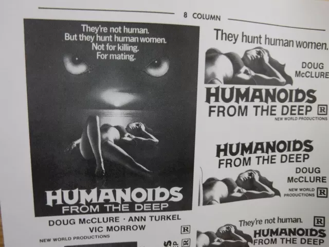 HUMANOIDS FROM THE DEEP Movie Mini Ad Sheet Vintage Advertising Poster Film