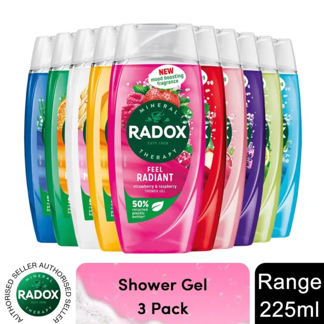 Radox Mineral Therapy Shower Gel with Mood Boosting Fragrance 225ml, 3 Pack