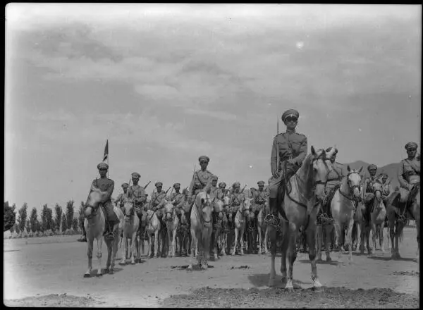 Iran Iranian infantry the Shah's household cavalry, viewed from in - Old Photo