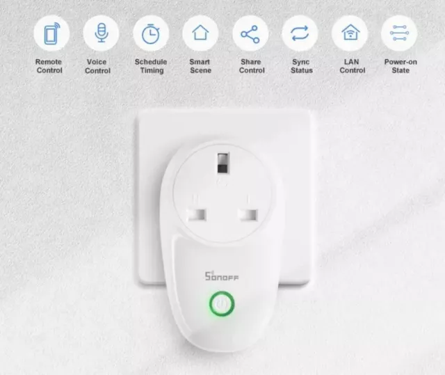 Sonoff S26 Smart Socket Plug Wifi APP For IOS Alexa Google Wireless Home UK