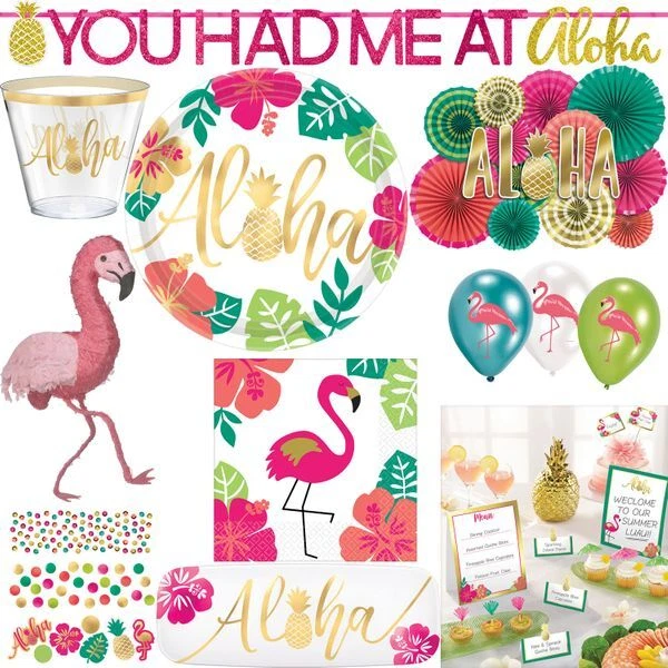 Hawaii Fête Déco Été Aloha Strand Décoration Set Flamingo Ananas pour Fêtes