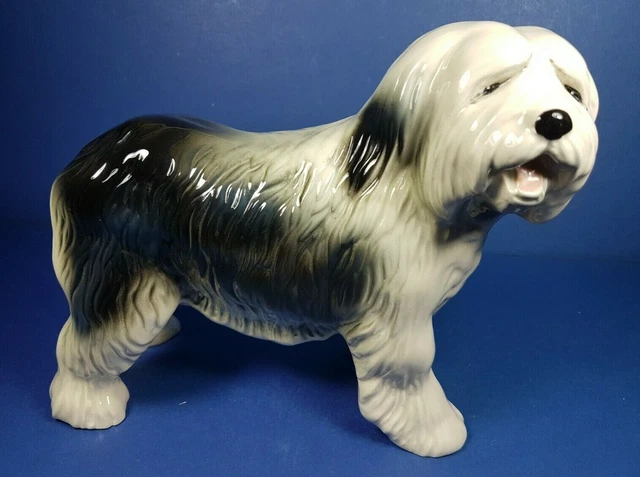 Lovely Large Vintage Coopercraft Ceramic Old English Sheep Dog Figure 7" Tall