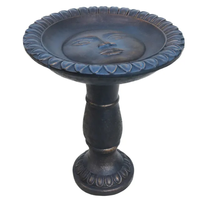 Facade du Soleil Reinforced Concrete Bird Bath - 26 in - Blue by Sunnydaze