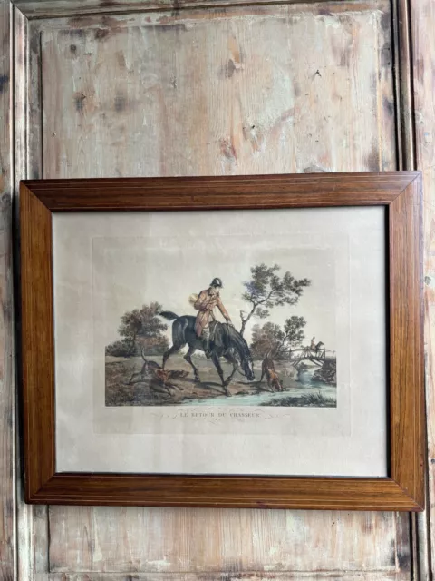 Gravure Le Retour du Chasseur par C. Vernet début XXe L6623