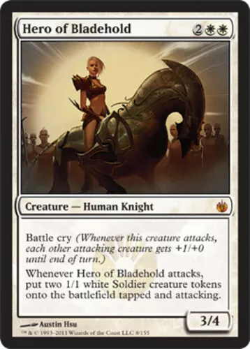 MTG Hero of Bladehold, Moderate Play, English Mirrodin Besieged