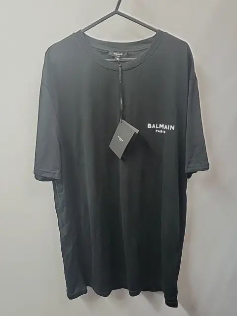 Balmain Paris Mens Black T shirt Jersey Short Sleeve Size XXL 100% Cotton