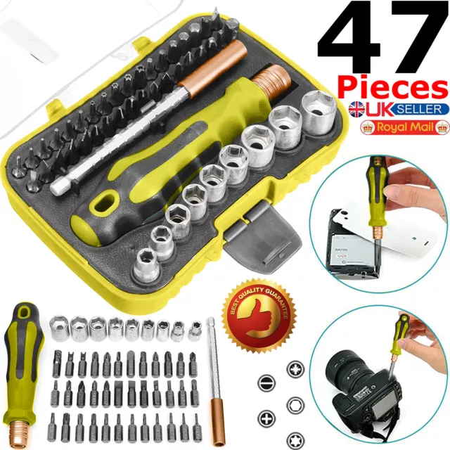 47pc Precision Security Screwdriver Extension Metric Hex Torx Socket Bits Set UK