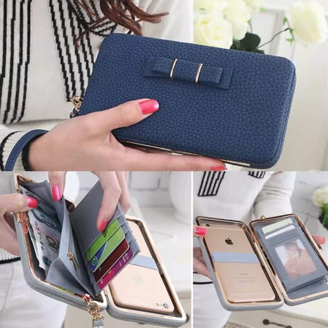 Women Ladies Leather Wallet Long Purse Card Phone Holder Case Clutch Handbag UK