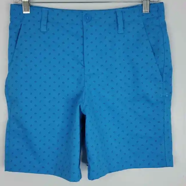 Under Armour Match Play Shorts Golf Double Line Print Blue Navy Youth Boys 16