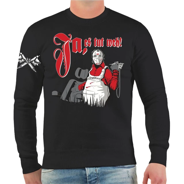 HERREN PULLOVER TATTOO Studio Ja es tut weh Horror Motiv inked stechen