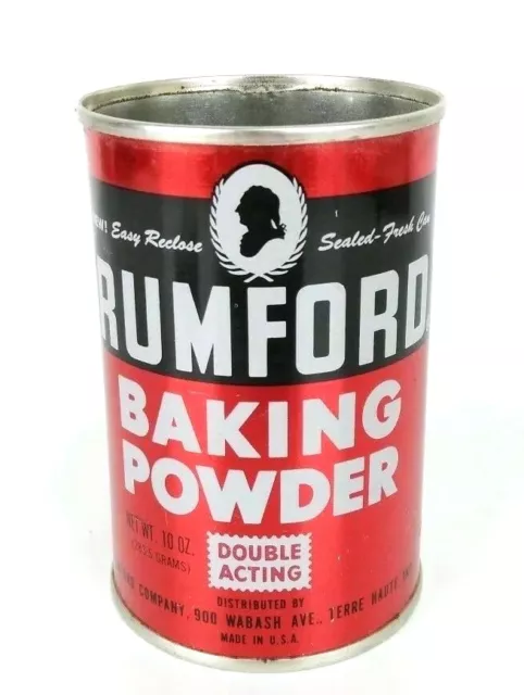 Vintage RUMFORD Baking Powder Advertising Tin Can Empty Made in USA