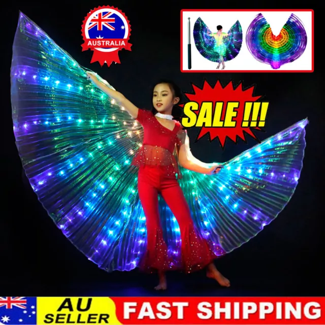 LED Wings Butterfly Glow Light Up Belly Dance Costumes Carnival Party Clothing ~