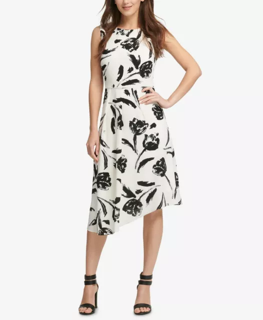 $129 Dkny Floral- Printed Scuba Fit & Flare Dress  Nwt  Size 8