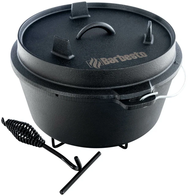Dutch oven Feuertopf Schmortopf Bräter BBQ Gusseisen inkl. Ständer 5,7/8,5/11,3L