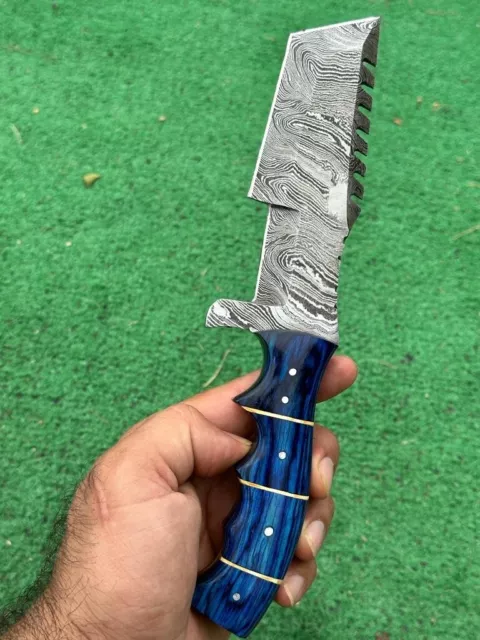 Full Tang Handmade Damascus Steel hunting Skinning tracker fixed blade Knife X95