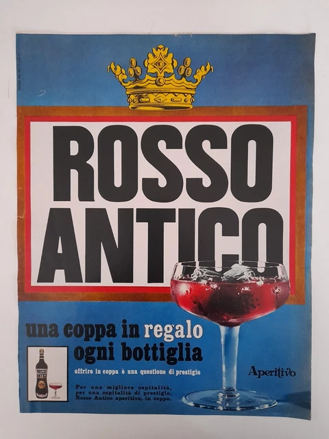 RARA Pubblicità Advertising 1958 ROSSO ANTICO APERITIVO REGALA COPPA( 33 X 27 Cm