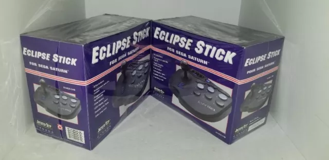 2 Neuf En Violet Boîte InterAct Sega Saturne Eclipse Arcade Levier Joie Clé #38C