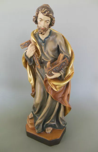 Heiliger Josef Joseph 38 cm hoch Holz bemalt Heiligenfigur Tischler Schreiner