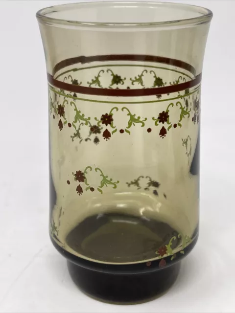 Libbey Juice Glasses Tawney Smoky Brown Petite Flowers Floral MCM 4 Vintage 2