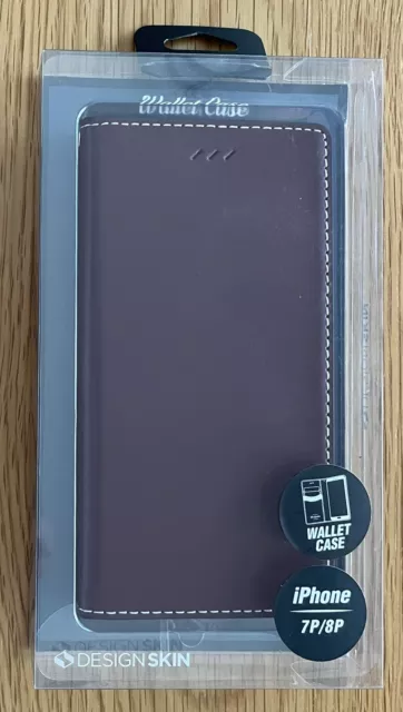 DesignSkin Premium Leather Wallet Case - iPhone 7/8 Plus - Brown - Brand New!!!