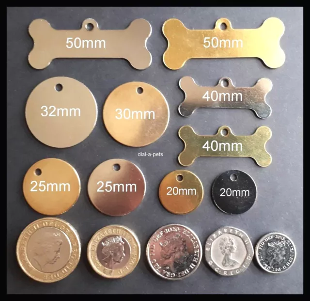 ENGRAVED PET TAGS - Personalised id dog cat tag Brass name small large identity!