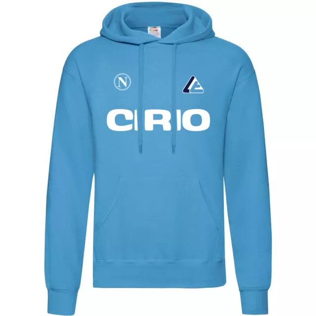 FELPA NAPOLI anni 80 stemma MARADONA calcio CIRIO azzurra con cappuccio italia