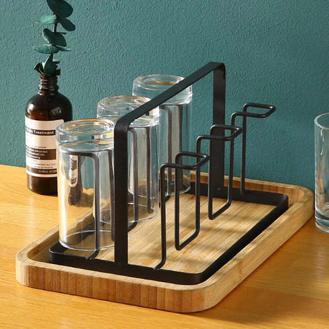 2X(6 Glass Cups Stand Holder Drying Shelf Kitchen Water Cup Rack Home Hanging 5)