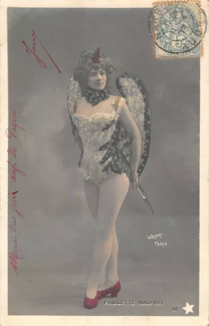 Cpa Paulette Malher Celebrite Theatre Artiste De Cabaret Art Nouveau Annee 1900