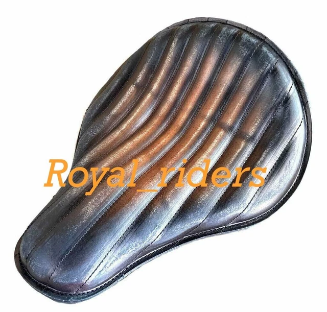 13x15 Spring Solo Seat Chopper Bobber Antique Brown Tuck & Roll Leather Frame