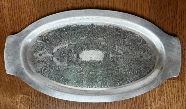 National Silver Company Silver Plate Tray Plate Oval Ornate 10in.