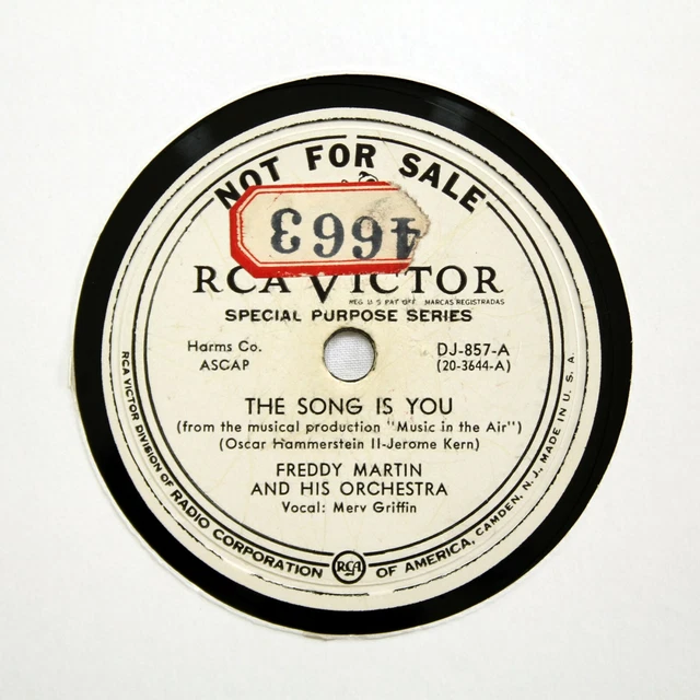 FREDDY MARTIN ORCHESTRA "The Song Is You / Who" RCA VICTOR VINYL PROMO [78 RPM]