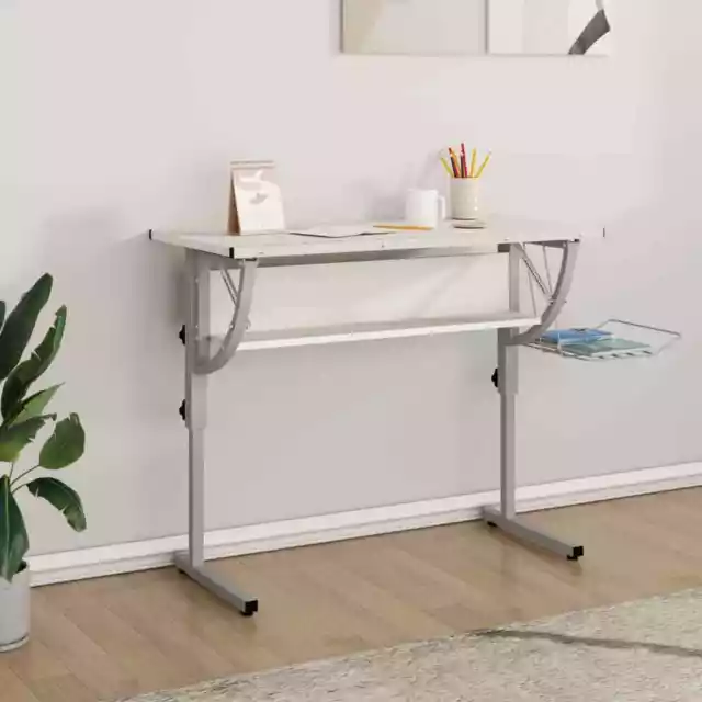 Craft Desk White and Grey 110x53x(58-87) cm Engineered Wood and Steel