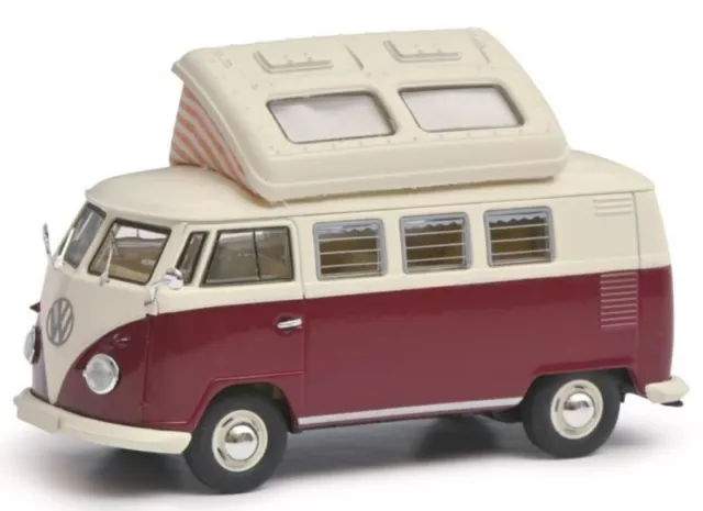 VW Volkswagen T1b Bus - Camper  - burgundy / white - SCHUCO 1:43