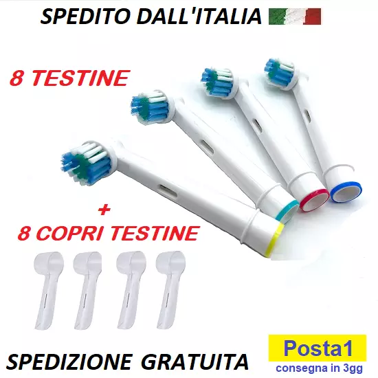 TESTINE DI RICAMBIO Oral b COMPATIBILI spazzolino elettrico 8 + 8 Copri  Testine EUR 15,00 - PicClick IT