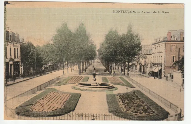 MONTLUCON - Allier - CPA 03 - la Fontaine de l' Avenue de la Gare Toilée Couleur