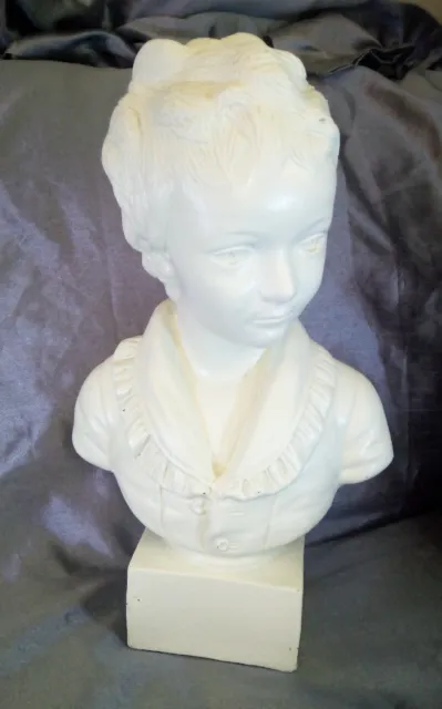 Vintage Plaster Chalkware Statue Bust Of Young Child - 15"