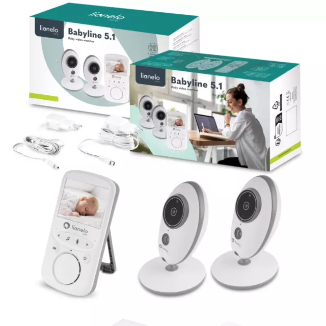 Babyphone mit 2 Kameras Babyline 5.1 Nachtmodus Babymonitor mit 2,4" Farbdisplay