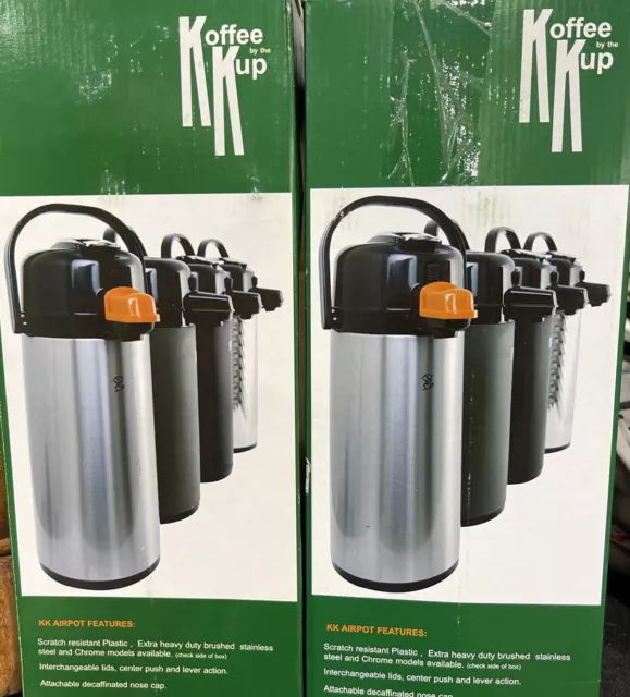 lot of 6 Newco 120818 Koffee by the Kup Airpot 2.2L Stainless Finish Lever Style
