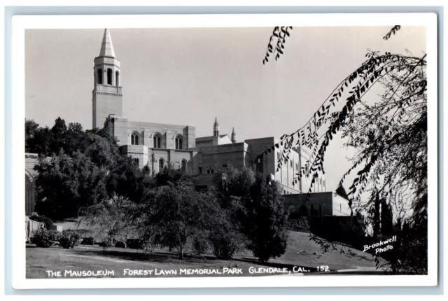 Glendale California CA Postcard The Mausoleum Memorial Park c1940's RPPC Photo