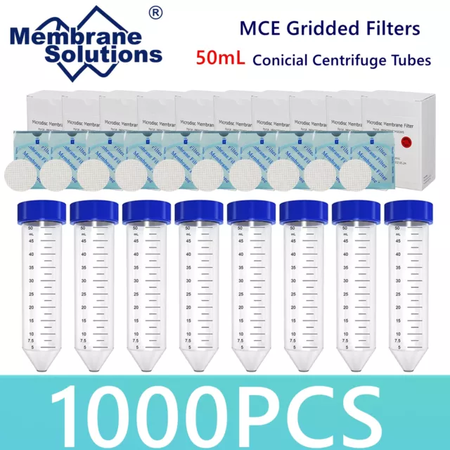 1000x Sterile Gridded Membrane Filters & 50mL Conical Centrifuge Tubes Mark Area