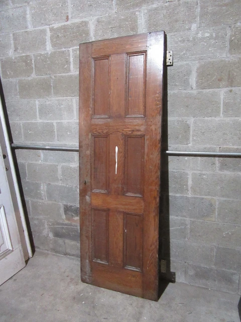~ ANTIQUE OAK 6 PANEL DOOR WITH HARDWARE BB ~ 28 x 81.5 ARCHITECTURAL SALVAGE 3