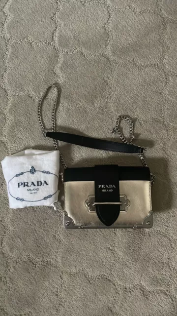 PRADA CITY CORSAIRE Sheep Fur /gold Metal Bag’s Strap Authentic