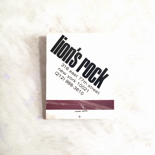 Vintage LION'S ROCK Restaurant Bar Matchbook Manhattan New York Matches NYC