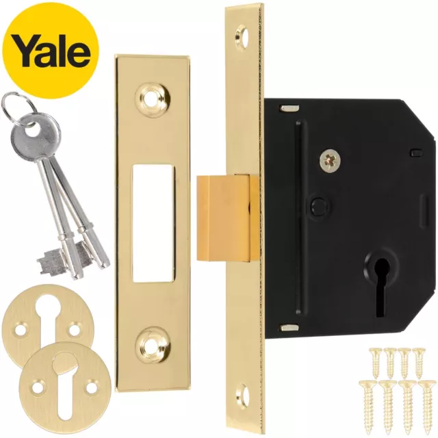 YALE 3 HEBEL MESSING TOTSCHLOSS Holztür Badezimmer Sicherheitsbolzen 64 mm/2,5"