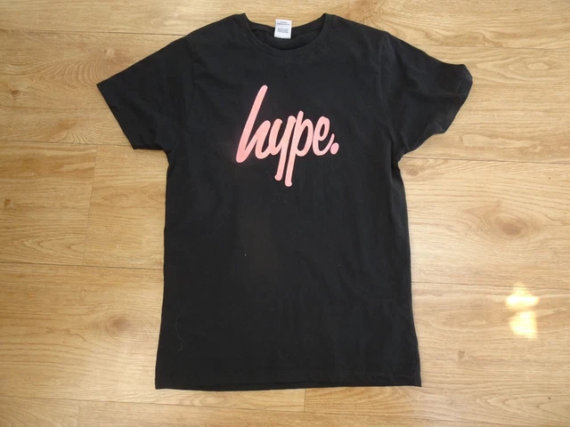 HYPE girls black pink print t shirt top AGE 16 YEARS EXCELLENT COND